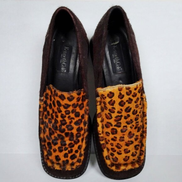 Vintage 1990’s Kenneth Cole Pony Hair Leather Loafers Shoes Womens 9 Fur Leopard - Picture 4 of 10